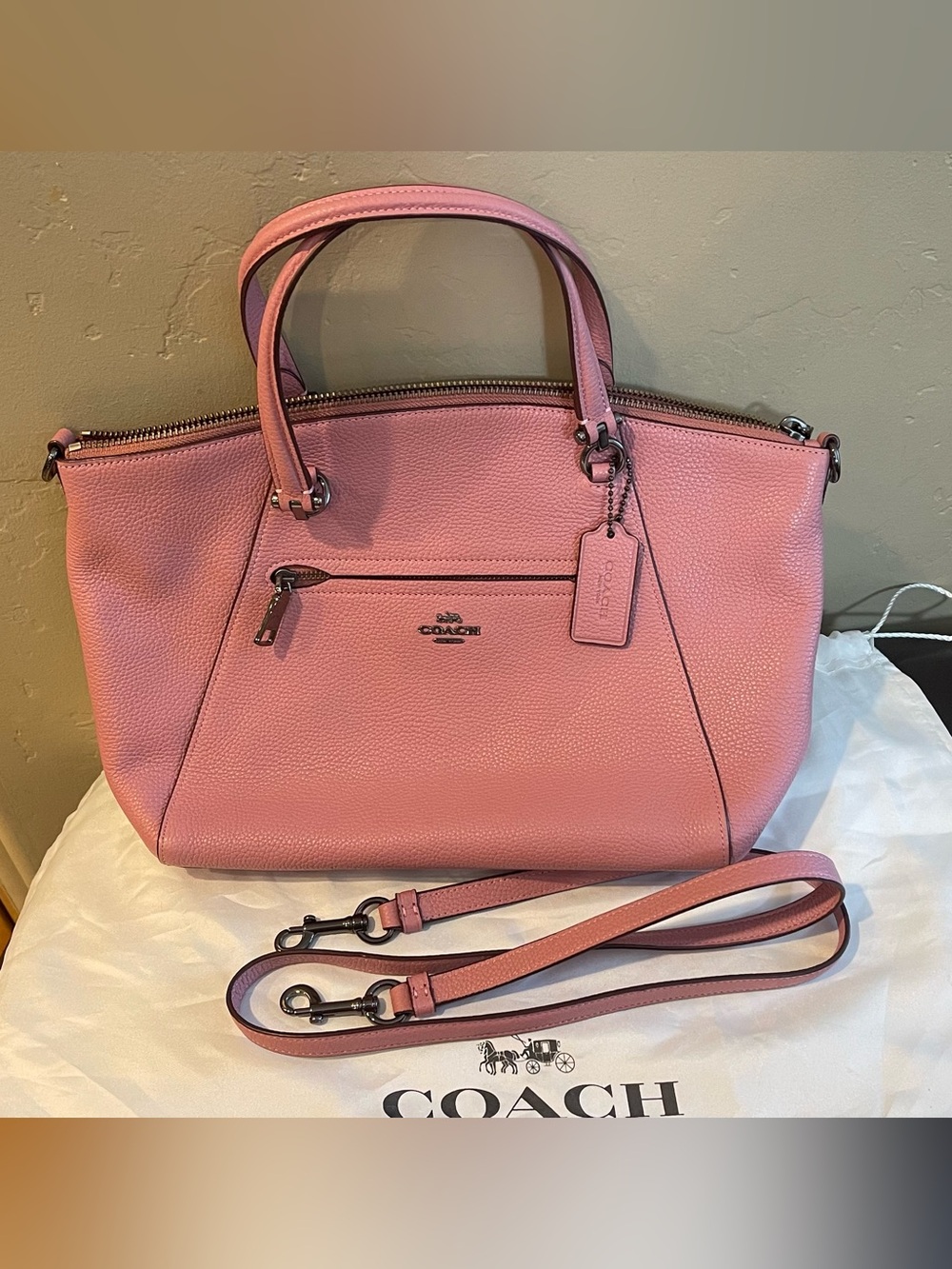 NWT Coach light Pink Pebbled Leather Tote with Detachable Strap satchel